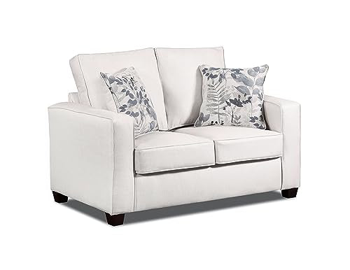 American Furniture Classics Relay Mist Loveseat With Two Throw Pillows Sofas, Soft Washed Cream Tweed