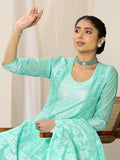 Libas Women'S Chanderi Silk Kurta Sets (99213_Turquoise Blue_Xl)