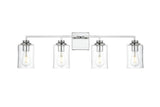 Living District Ronnie 4-Light Iron & Glass Bath Sconce In Chrome/Clear
