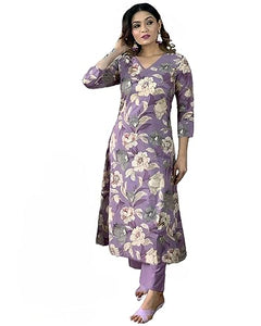 Gosriki Women'S Rayon Straight Printed Kurta With Pant Set (Dhun-Purple-Nw-Gs_3Xl_Purple_Xxx-Large),Purple,3,B0CFFBPKR6