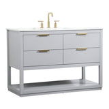 Elegant Decor Larkin 48 Solid Wood Mdf Single Bathroom Vanity In Gray
