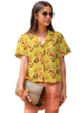 Anni Designer Women'S Tunics Tops Rayon Viscose Printed Short Shirt For Women (Anthem Yellow_S_Yellow_Small),Yellow,S
