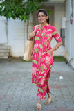Anni Designer Women'S Rayon Viscose Straight Printed Kurta With Pant (Ladat Pink_S_Pink_Small),Pink,S,Rayon Blend,Classic,