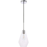 Living District Gene 1-Light Mid-Century Metal Pendant In Chrome And Clear