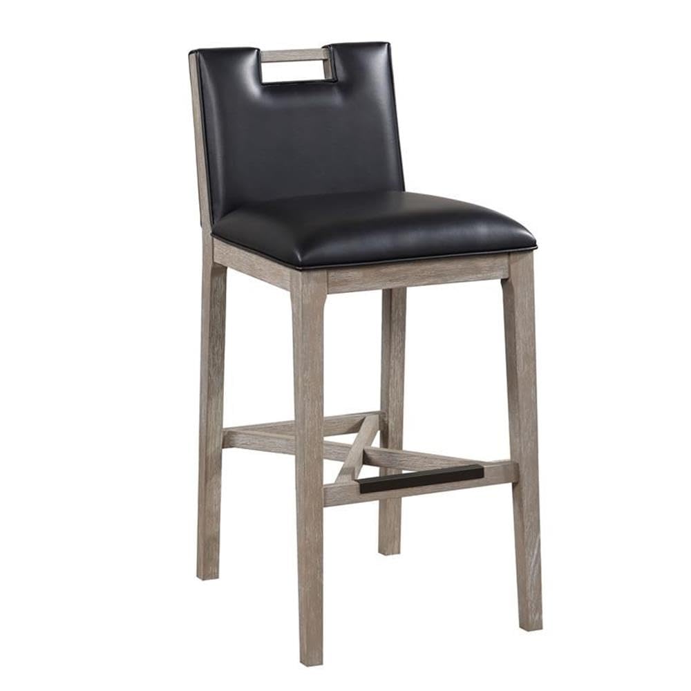 American Woodcrafters Jakarta Solid Wood With Black Bonded Leather Bar Stool