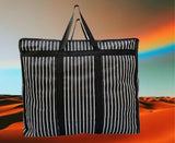 New Large Striped Tote Bag, Black and White Vertical Stripes Fabrics, Spacious Storage with Reinforced Handles,large blanket cov