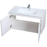 Elegant Decor Rasina 36 Single Porcelain Top Floating Bathroom Vanity In White