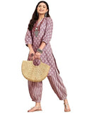 LookMark Women's Trendy Printed Cotton Blend Straight Kurta and Afghani Pant Set Perfect For Casual and Office Wear (AZ-LM-OG-KS