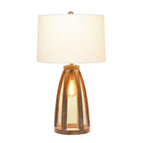 Alltherages Lalia Home Wooded Arch Farmhouse Table Lamp With White Fabric Shade - Old Wood