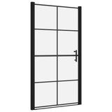 vidaXL Shower Door Tempered Glass, Black Frame, Adjustable Profile, Easy Clean, Minimalist Design Size 39.4x70.1