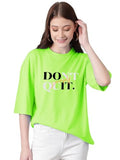 Kotty Women'S Cotton Blend Printed Oversized T-Shirts,Light GreenApparel,L