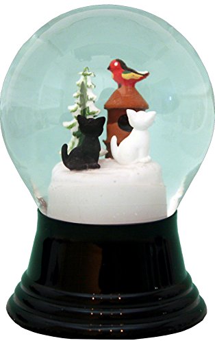 Alexander Taron Importer Pr1570 Perzy Snowglobe-Medium Cats With Birdhouse-5' H W X 3' D, Green