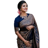 Flosive Womens Present Banarasi Soft Lichi Silk Saree Beautiful Jacquard Rich Pallu Design Work Zari Woven Kanjivaram Silk Style
