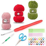 130Pcs Crochet Kit For Beginners Adults, Upgraded Hanging Crochet Set With Yarn, Ergonomic Soft Grip Crochet Hooks, Knitting Nee