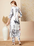 Anni Designer Women'S Rayon Blend Straight Printed Kurta With Pant (Satyapra White_L_White_Large),White,L,Rayon Blend,Regular,Kurta