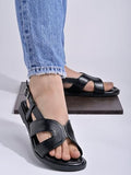 Shoetopia Women'S Snd-190 Flat Sandal-4 Kids Uk (Snd-190-Black)-Eu37,Black,4,B0D2RP311C