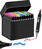 80 Pcs Marker Set. Dual Tip Colourful Art Markers Sketch Pens. Broad & Fine Double Head. For Painting, Sketching, Drawing & Colo