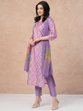 Anni Designer Women'S Rayon Blend Straight Printed Kurta With Pant & Dupatta (Zaggu Purple_S_Purple_Small),Purple,S,Rayon Blend,Regular,Kurta, Scarf