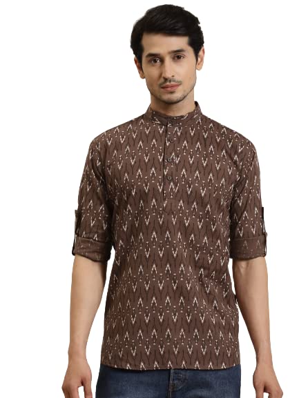 Sojanya (Since 1958 Men'S Cotton Brown Printed Only Short Kurta