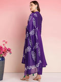 Gosriki Women'S Rayon Blend Solid Anarkali Kurta With Pant & Dupatta (Bhagvath Begani-Vks03-Gs_M_Begani_Medium),BEGANI,,B0DRNLBBK7