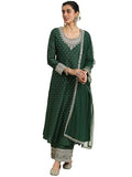 Libas Women's Chanderi Silk Kurta Set (49281_Green