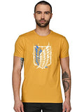 Adro Mens Attack On Titan Cotton T-Shirt (S, Mustard)