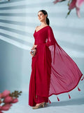 Womanista Women'S Satin Belted Saree (Ti6724_Pink)
