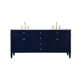 Elegant Decor Park Avenue 72 Metal Mdf Marble Double Bathroom Vanity In Blue