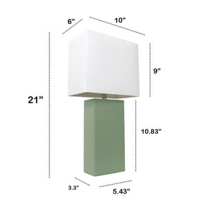 All The Rages Lexington 21' Engineered Wood & Leather Table Lamp In Sage Green