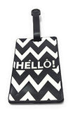 Shiani Hello Rubber Luggage Bag Tag (Black & White)