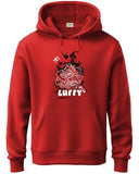 Adro Men'S Cotton Blend Neck Hooded Sweatshirt (H24-Luffy-Rd_Red