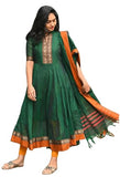 Gosriki Women'S Rayon Viscose Solid Anarkali Kurta With Dupatta (Samuti Green-Vks01-Gs_L_Green_Large),Green,,B0DV4F4Z26