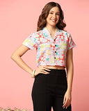 Toplot Women'S Casual Printed Crop Shirt With Half Sleeve Pack Of 2 (Combo-5059-Blk-Mlt-M),Black-Multi,,B0CFTXPFVR