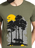 Adro Mens Sun Printed Cotton T-Shirt (Rn22-1-Sun-Ol_Olive_2Xl)