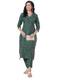 Anni Designer Women'S Rayon Viscose Straight Bandhani Printed Kurta With Pant (Prantika Green-Vks01_L_Green_Large),Green,L