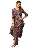 Gosriki Women'S Cotton Blend Straight Printed Kurta With Pant (Jetasri Begani-Gs_L_Begani_Large),Begani,,B0D73X2ZF3