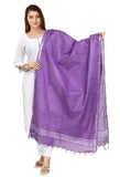 Haider Ali And Sons WomenS Bhagalpuri Linen Slub Blend Handloom Cotton Dupatta (Stole) With Silver Zari Border
