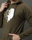 Adro Men'S Cotton Neck Hooded Sweatshirt (H24-Devi-Ol-2Xl_Olive)