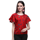 Oomph! Women'S Crepe Tunic Top - Crimson Red