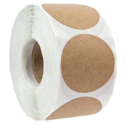 1.5 Natural Brown Kraft Stickers/500 Labels per Roll/Permanent Adhesive