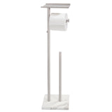 GZILA Toilet Paper Holder Stand with Shelf, Marble Base Heavy Free Standing Toilet Paper Double Roll Holders SUS304 Stainless St