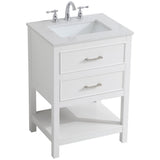 Elegant Decor Sinclaire 24 Single Quartz Top Bathroom Vanity In White