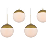 Living District Eclipse 7 Lights Brass Pendant With Frosted White Glass