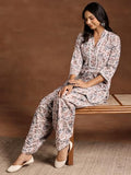 Libas Womens Printed Cotton Straight Kurta With Salwar Grey S