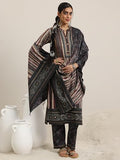 Libas Womens Printed Wool Straight Kurta With Palazzos And Dupatta