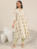 Libas Women'S Cotton Floral Kurta Set (400443_Off White_Xl)