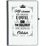 Udnag Ruled Notebook Diary October Birthday | All Women Are Created Equally October, [A5 80Pages 80Gsm]