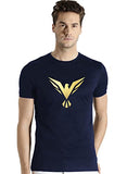 Adro Men'S Bird Gold Printed Cotton T-Shirt (Rn23-Gl-Bir-Nb_Navy_S)