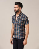 Toplot Men'S Regular Fit Casual Shirt Checks Design With Spread Collar & Half Sleeves (Chex-Shirt-5177-Mustard-Xxl),Mustard,2,B0CYGPHDBR