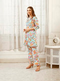 Shienzy Collared Kurta Pant Set || Co Ord Set || Pocket Kurta Pant Set For Women Sky Blue Xl